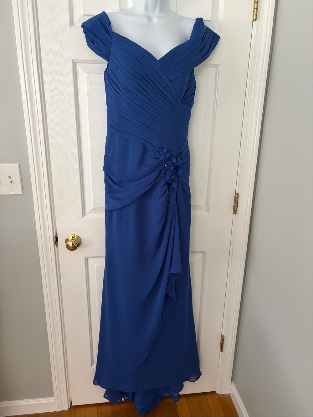 Missacc Elegant Royal Blue Evening Gown with Ruched Bodice